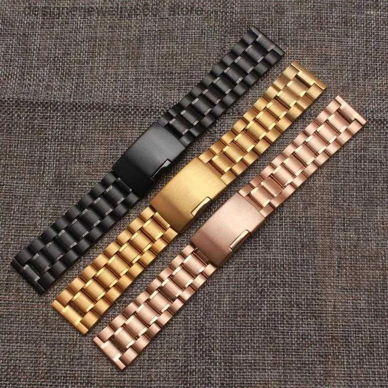 Watch Bands Bands strap 18mm 20mm 22mm 24mm Black Metal Brushed Bracelet Stainless Steel Band Flip Lock Buckle Fast Delivery 2023 Q231212