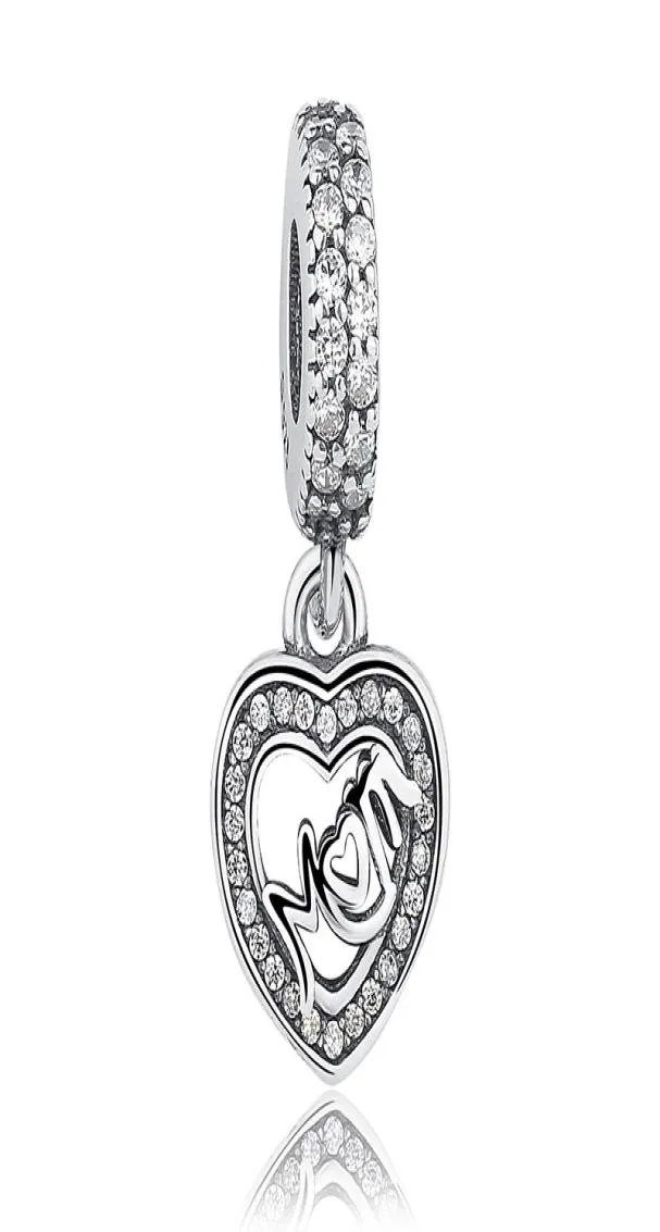 Ciondoli originali Mamma Amore Ciondoli pendenti in argento sterling 925 con perline sparse Gioielli fai da te per collana con filo Bracciale Festa della mamma G7074342