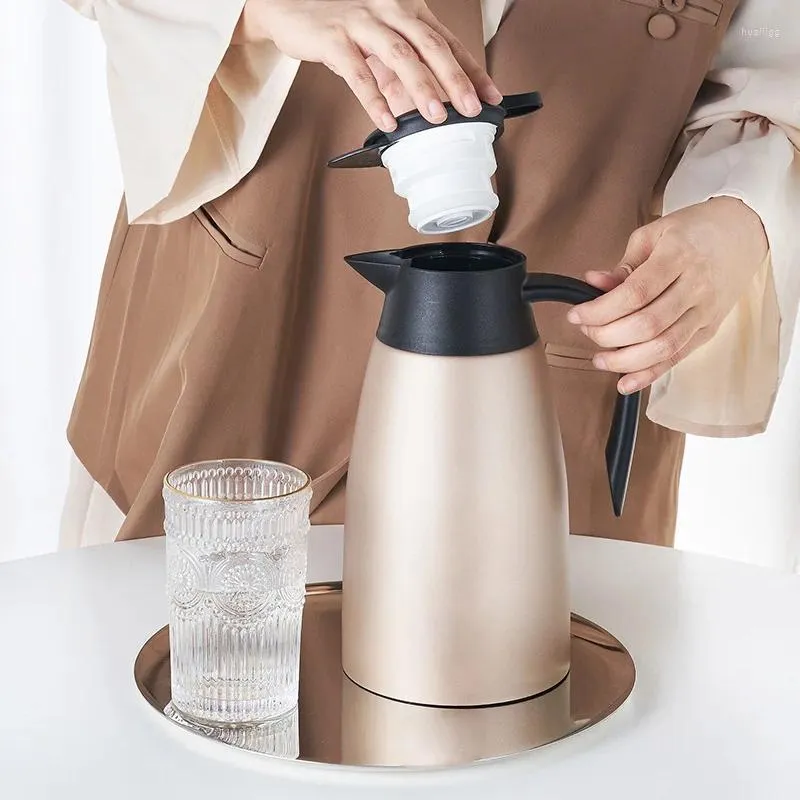 Bouteilles d'eau Bouteille thermique pour thé café tasse d'isolation théière garder la chaleur avec couvercle grande capacité voyage pour transporter bouilloire en acier inoxydable