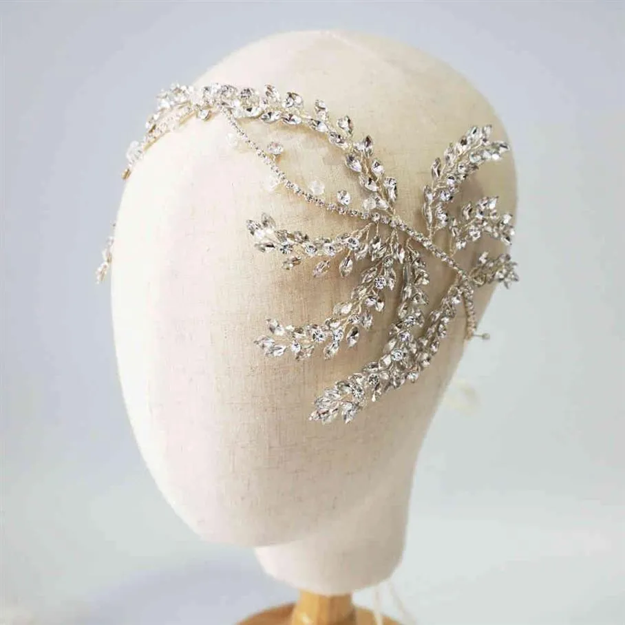 Vintage Crystal Bridal Hair Vine Opaska na głowę zabytkowa srebrna luksusowa głowa ślubna Korona moda ”