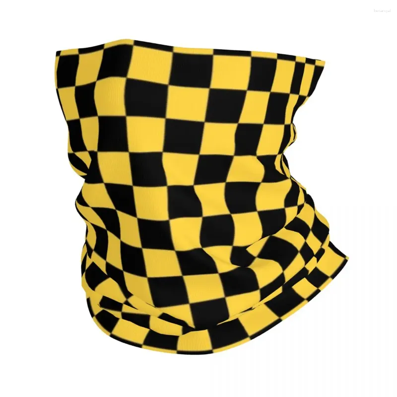 Bandanas checkerboard mönster gul och svart bandana nack varmare kvinnor män vinter skid vandring halsduk gaiter ansiktsskydd