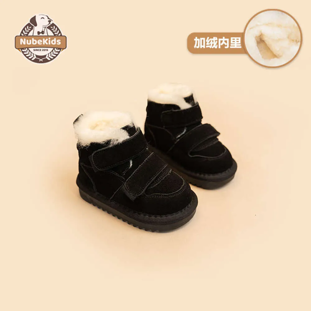 2023 Genuine Leather Wool Children's Snow with Added Plush Thickened Winter New High Top Warm Cotton toddler baby boots for Boys and Girls