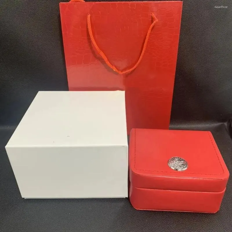 Watch Boxes Luxury Square Red Booklet 1 Piece Card Tags And Papers In English Watches Box Original Inner Outer Men Wristwatch