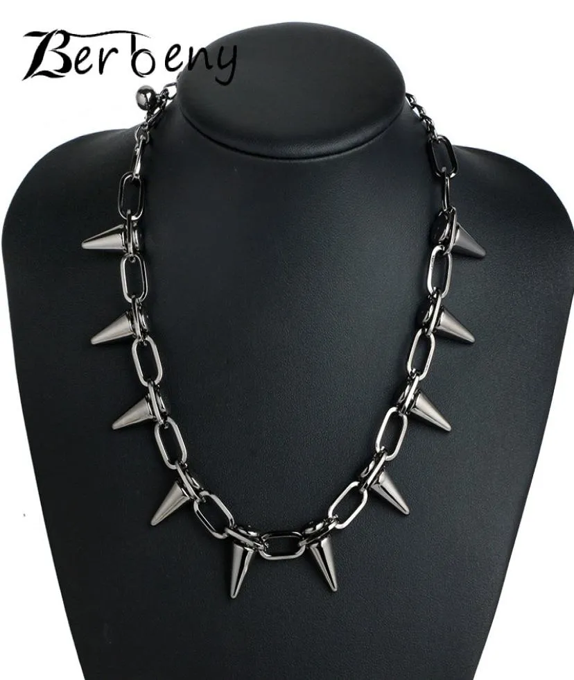 Rivets CBB matériel Sautoirs Punk Goth Collier Ras Du Cou Fait Main Argent Spike Rivet Collier EMO Rock Gothique Chocker5023445