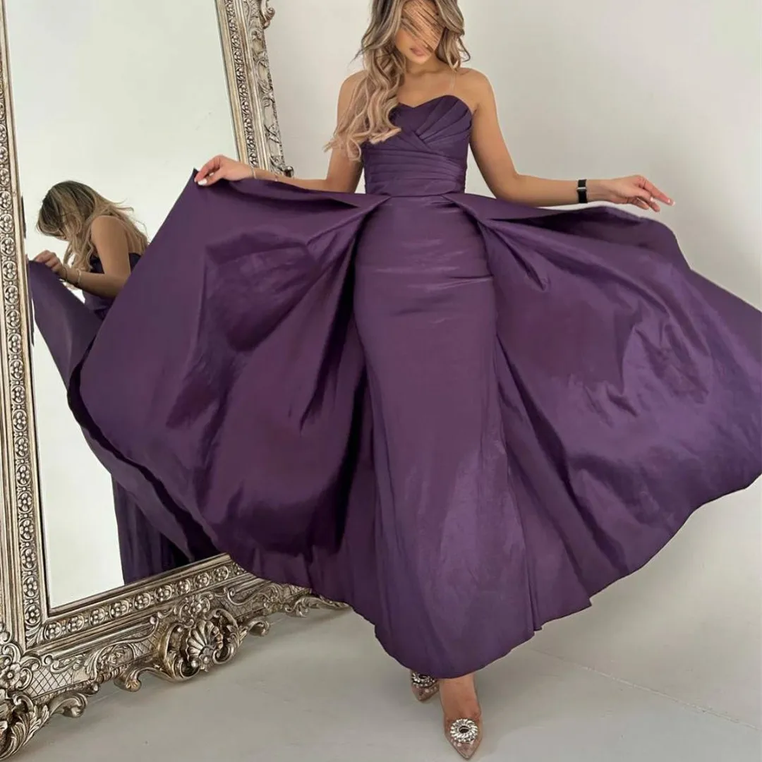 Blue Taffeta Grape Sheath plum evening gowns with Vintage Sweetheart Neckline - Perfect for Prom and Parties