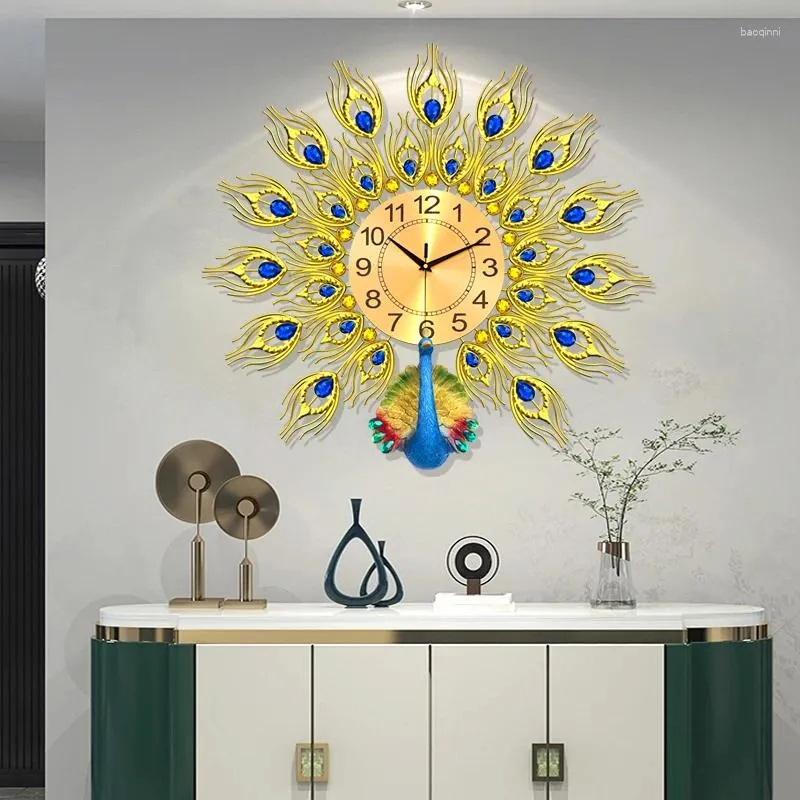 Wanduhren Design Einfache Uhr Kunst Wandbild Luxus Koreanische Moderne Pfau Badezimmer Schlafzimmer Nordic Reloj De Pared Wohnkultur