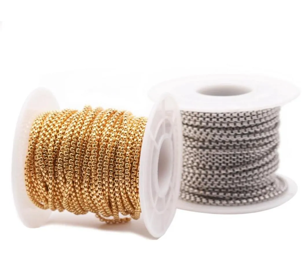 Kettingen 10 yardsRoll 2 mm 25 mm 3 mm goud pistool zwart staal kleur roestvrij bulk rolo-ketting voor het maken van sieraden materialen benodigdheden5802729