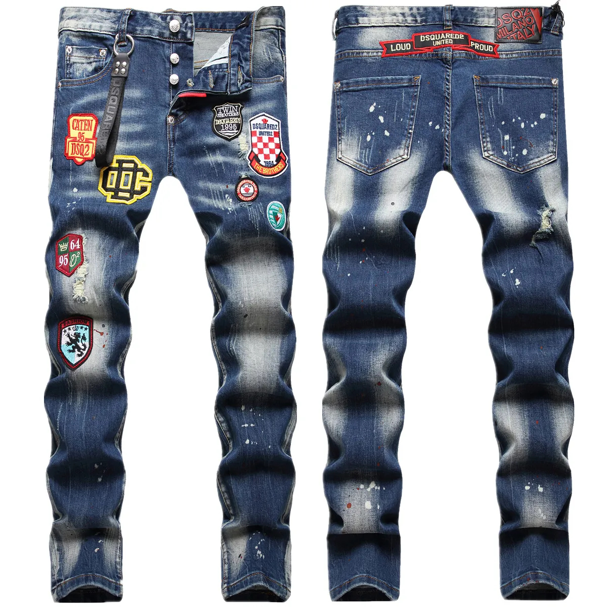 Men's Fashion Jeans: Slim Fit Printed Denim, Comfort Stretch Biker Pants,  Unique Hand-Painted Design Shop Casual Style Now!