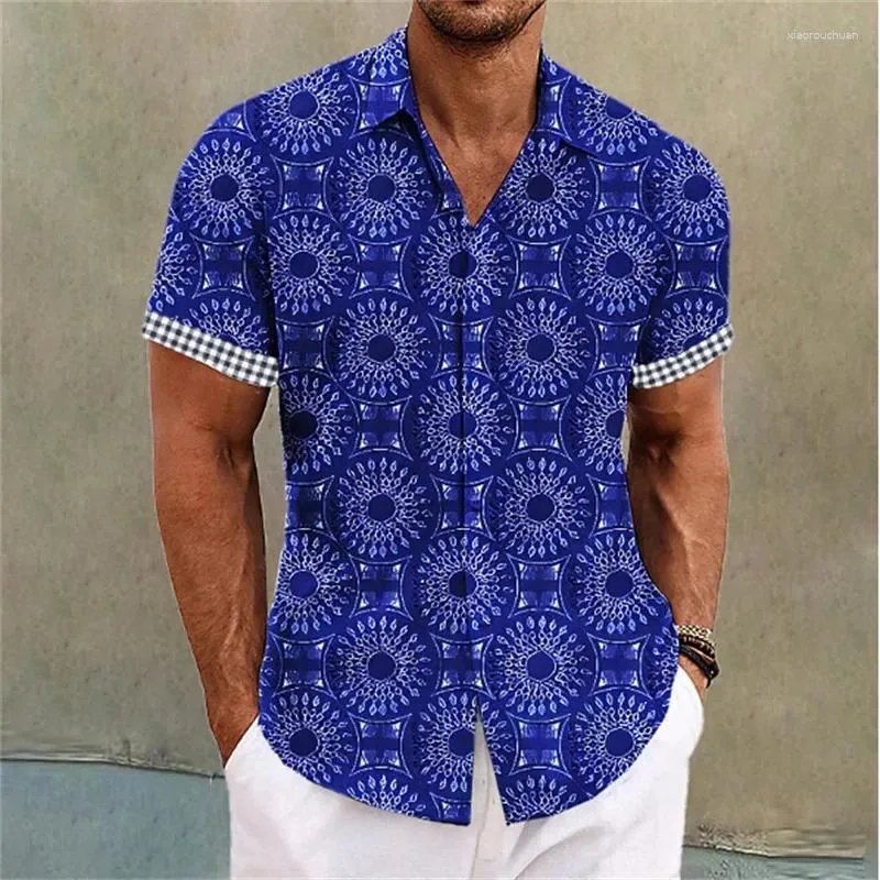 Chemises décontractées pour hommes 2023 Chemise d'été hawaïenne à manches courtes imprimé floral rétro manchette en plein air robe de mode designer 6 couleurs haut