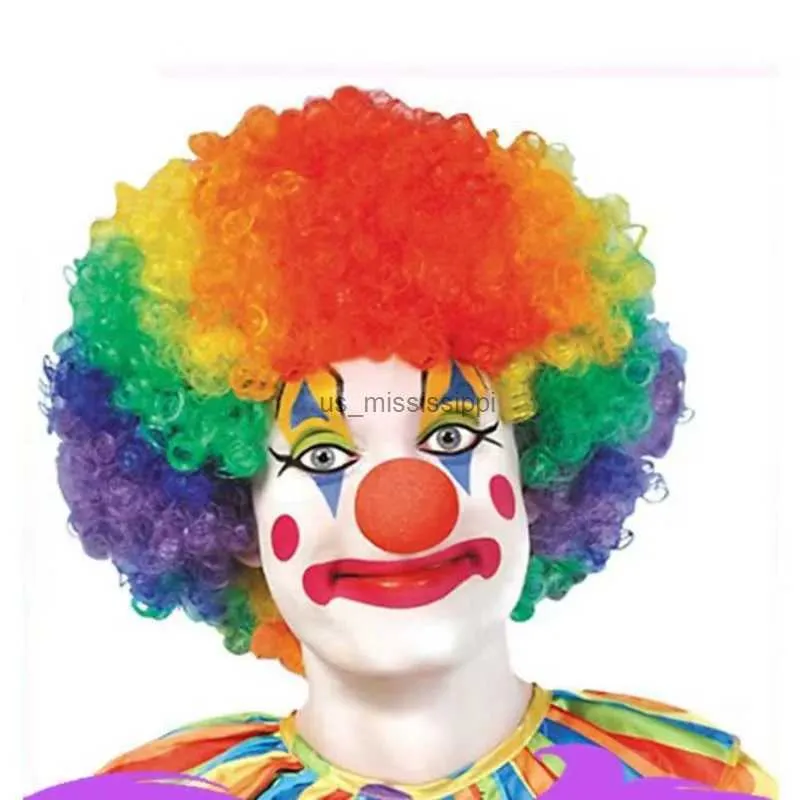 Cosplay perucas 2023 novo engraçado joker peruca cabeça explosiva palhaço fã festa de halloween bola festa vestir suprimentos feriado colorido peruca headwearl240124