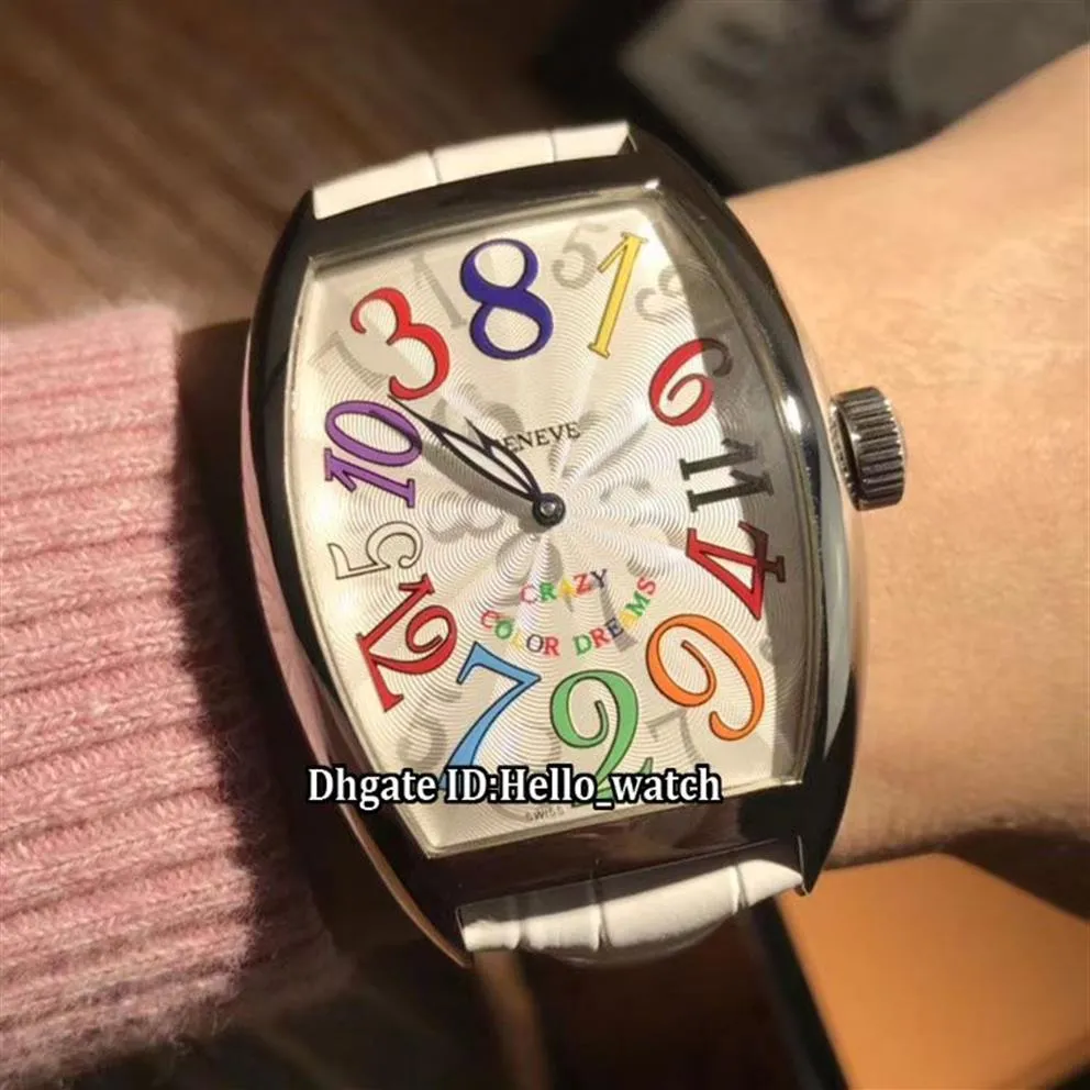 Szalone godziny 8880 CH Color Dreams White Dial Automatyczna męska zegarek Srebrna obudowa biały skórzany pasek sport Nowe gent