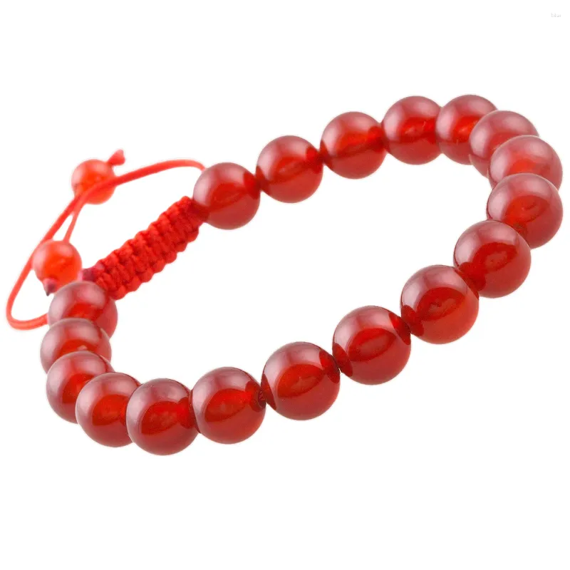 Strand Sunyik 8mm Natural Crystal Stone Pärledarmband Luck Red Rope Macrame Justerbar Kvinnors minimalistiska Yoga Meditationssmycken