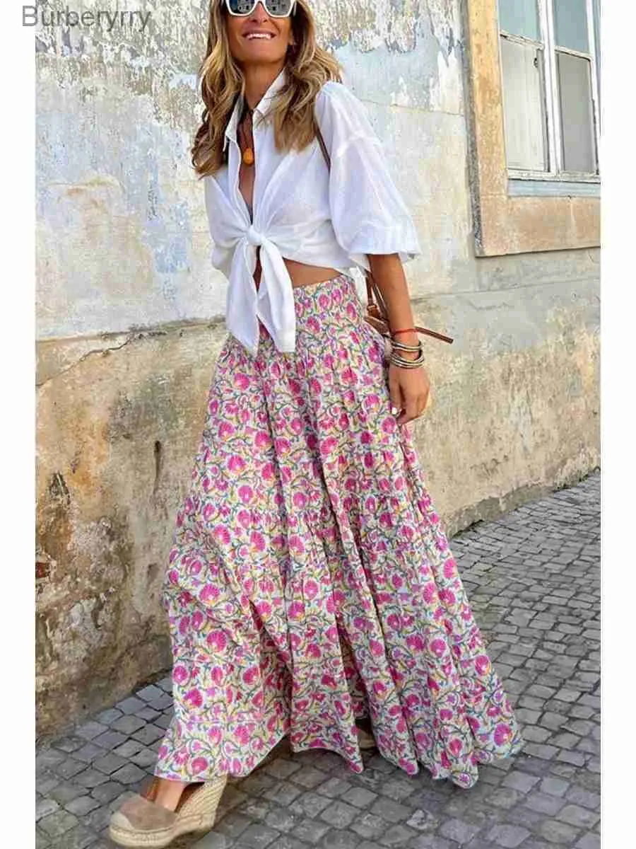 DHgate.com:Womens Casual Printed Maxi Dress, Rubber Waist