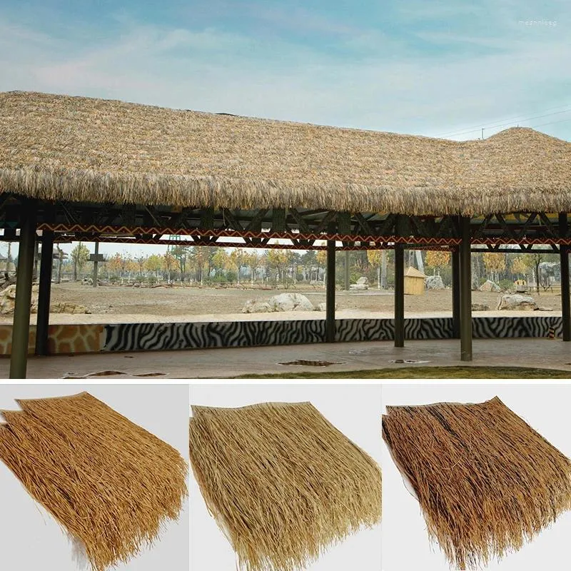 Decorative Flowers 1pc 47x50cm Outdoor Fine Silk Simulation Thatch Tile Roof Hair Straw Artificial Flame Retardant Decor