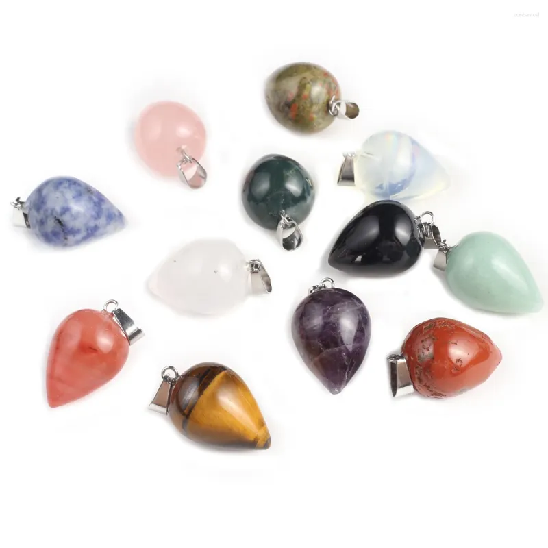 Charms Natural Stone Pendant Strawberry en forme de pierre précieuse Perles d'apparence délicate pour les bijoux faisant des boucles d'oreilles de collier de bricolage Accessoire