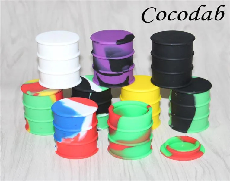 silicone oil barrel container jars dab wax oil drum shape container 26ml large silicone dry herb dabber tools FDA approved6094795