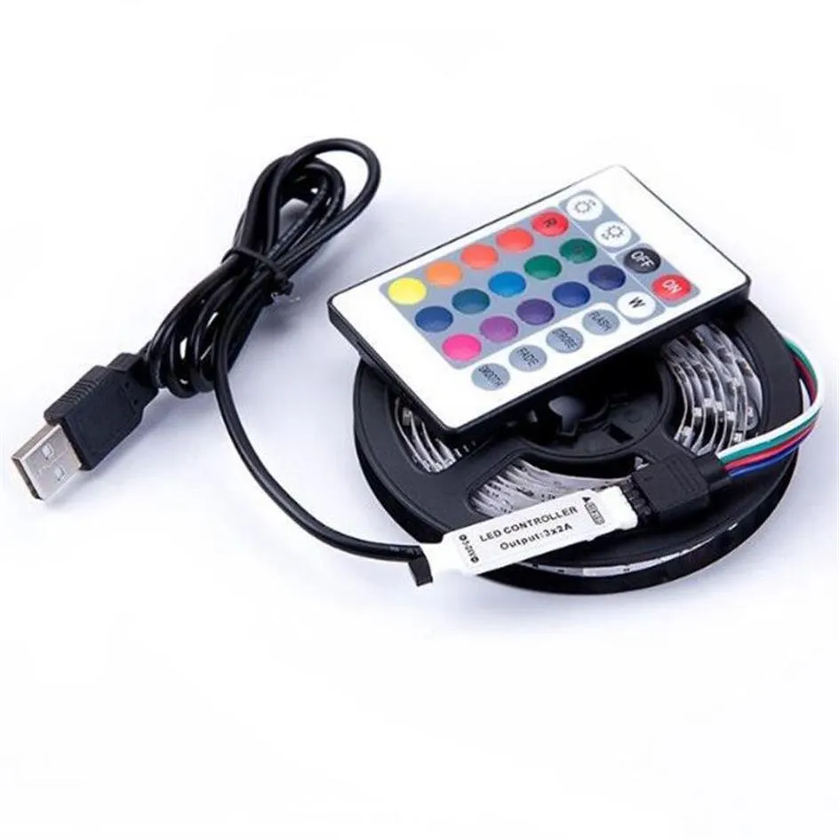 5V USB LED şerit ışığı 1m 2m 3m 4m 5m Sıcak Beyaz RGB 2835 TV Arka Plan Aydınlatma Dekoracion Peri Işıkları 3 Anahtar Kontrol 291p