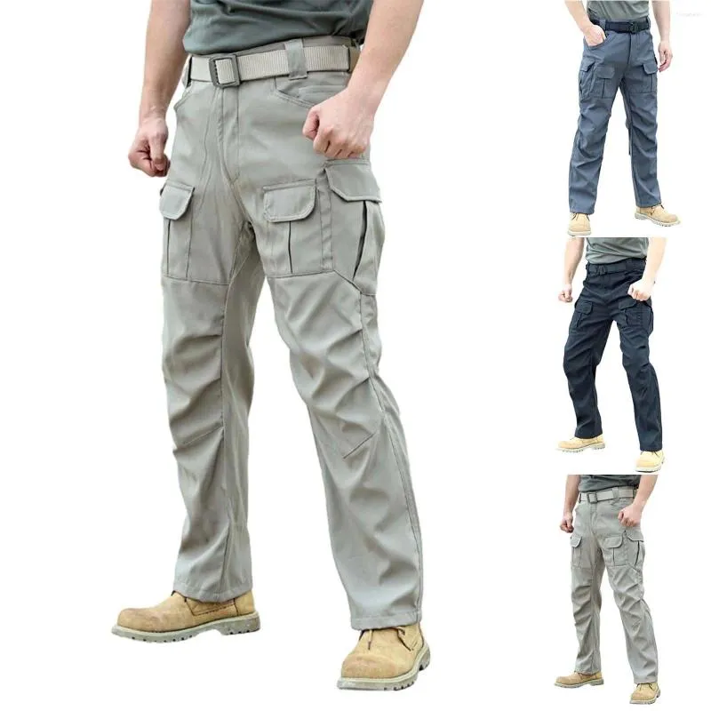 Pantaloni da uomo Casual Abbigliamento da lavoro multitasche Calzino da casa in lino dalla vestibilità comoda