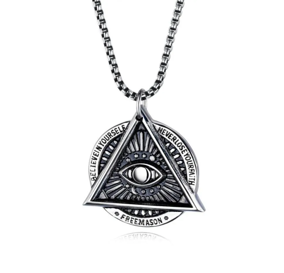 Illuminati Stainless Steel Evil Eye Necklace Medallion Gifts