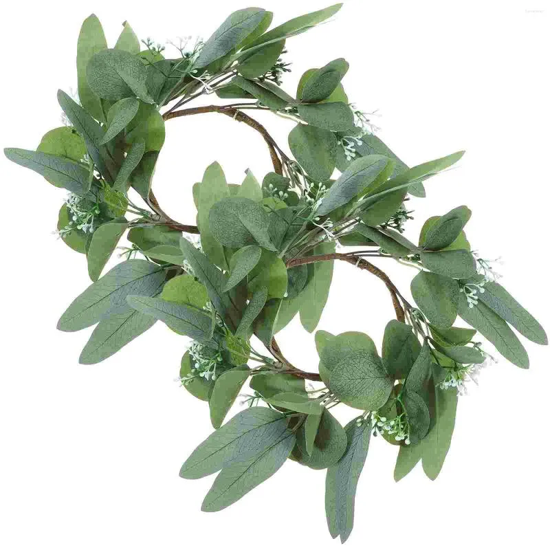 Decoratieve bloemen 2 stuks ringen kransen eucalyptus kaarsen kandelaar tafel centerpieces voor bruiloft mini pe (plastic) tafels