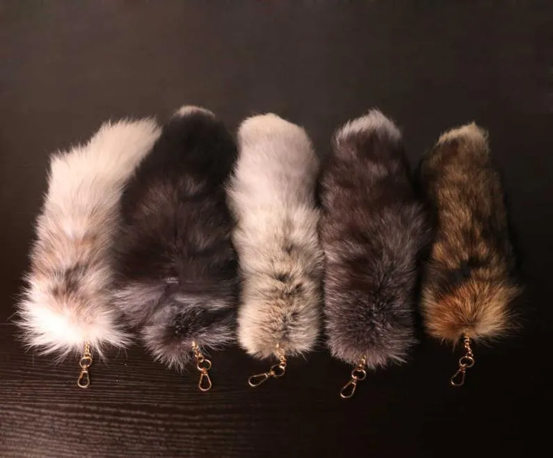 New Fashion Wolf Fox Tail Fur Keychains Unisex Pompom Pendant Car Keyring Holder Cute Key Chains Charm Bag Accessories Gifts G10199031376