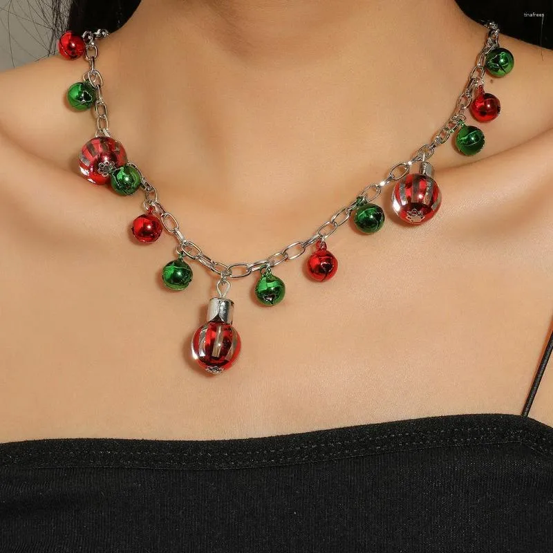 KMVEXO Weihnachtsschmuck für Frauen und Mädchen, niedliches Weihnachts-Jingle-Glocken-Perlen-Ketten-Halsketten-Armband, 2023-jähriges Geschenk
