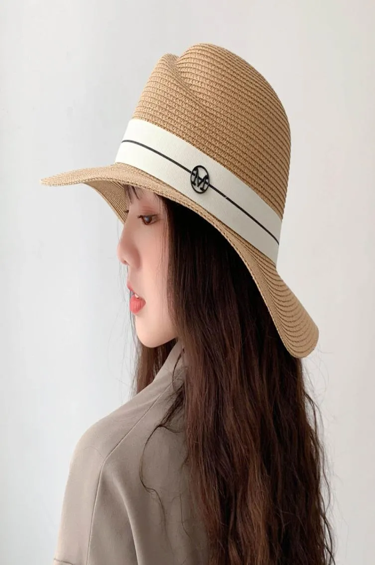 Women039s Sun Hat Female Summer M Letter Straw Hat Summer Visor Caps Ladies Sun Beach Hats New Fashion1098230