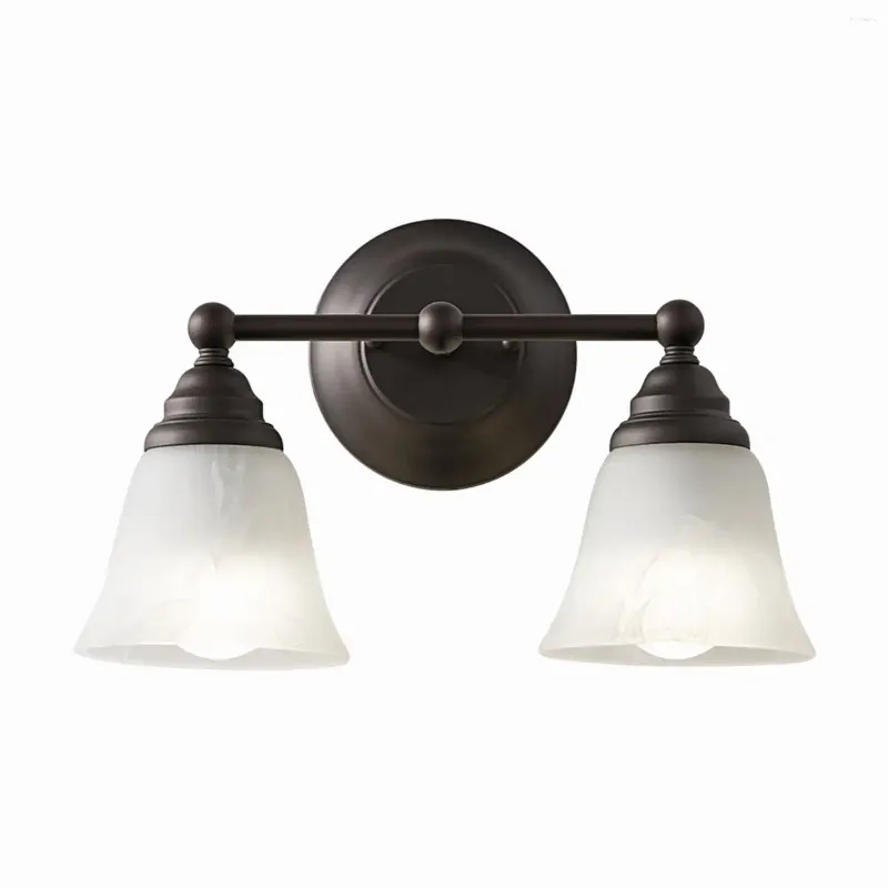 Wandlamp BHG Klassieke 2-lichts dubbele scone kaptafellamp olie-gewreven bronzen afwerking A19 LED-lampen inbegrepen