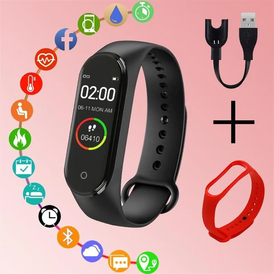 Relojes de pulsera M4 Relojes digitales para hombres Podómetro Conecte el teléfono Adecuado para hombres Mujeres Moda Fecha casual Pantalla Bluetoot2889