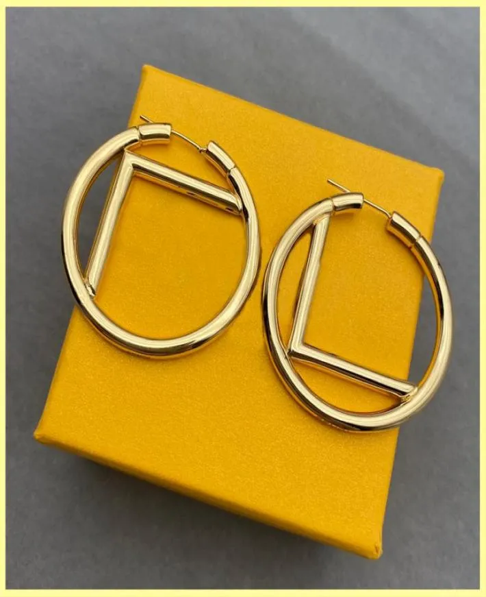 2022 Мода Золотые Серьги-Обручи Для Женщин Дизайнерские Серьги Буквы F Серьги Свадебные Любители Подарок Обручальные Ювелирные Изделия Для Невесты 2119897301