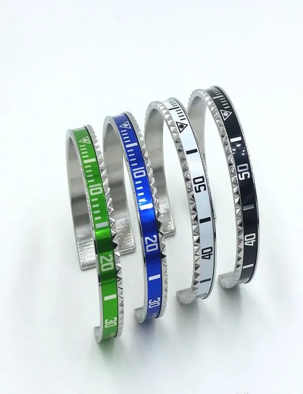 4 färger klassisk design armband för män rostfritt stål manschettmätare armband mode Men039S smycken med detaljhandel P2121296