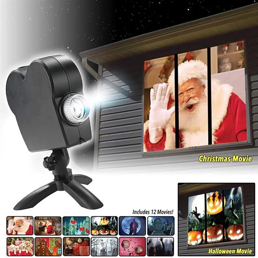 Detaljer om inomhus utomhusfönster underland jul halloween 12 filmprojektorsystem AC110-260VCHRISTMAS Projector Lights192n