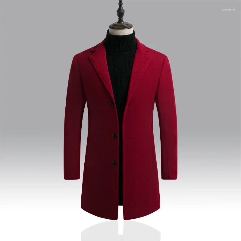 Мужские куртки, мужские осенние деловые длинные тренчи, простые модные лацканы, сплошной цвет, стильное пальто, уличное повседневное свободное уличное пальто, ветровка