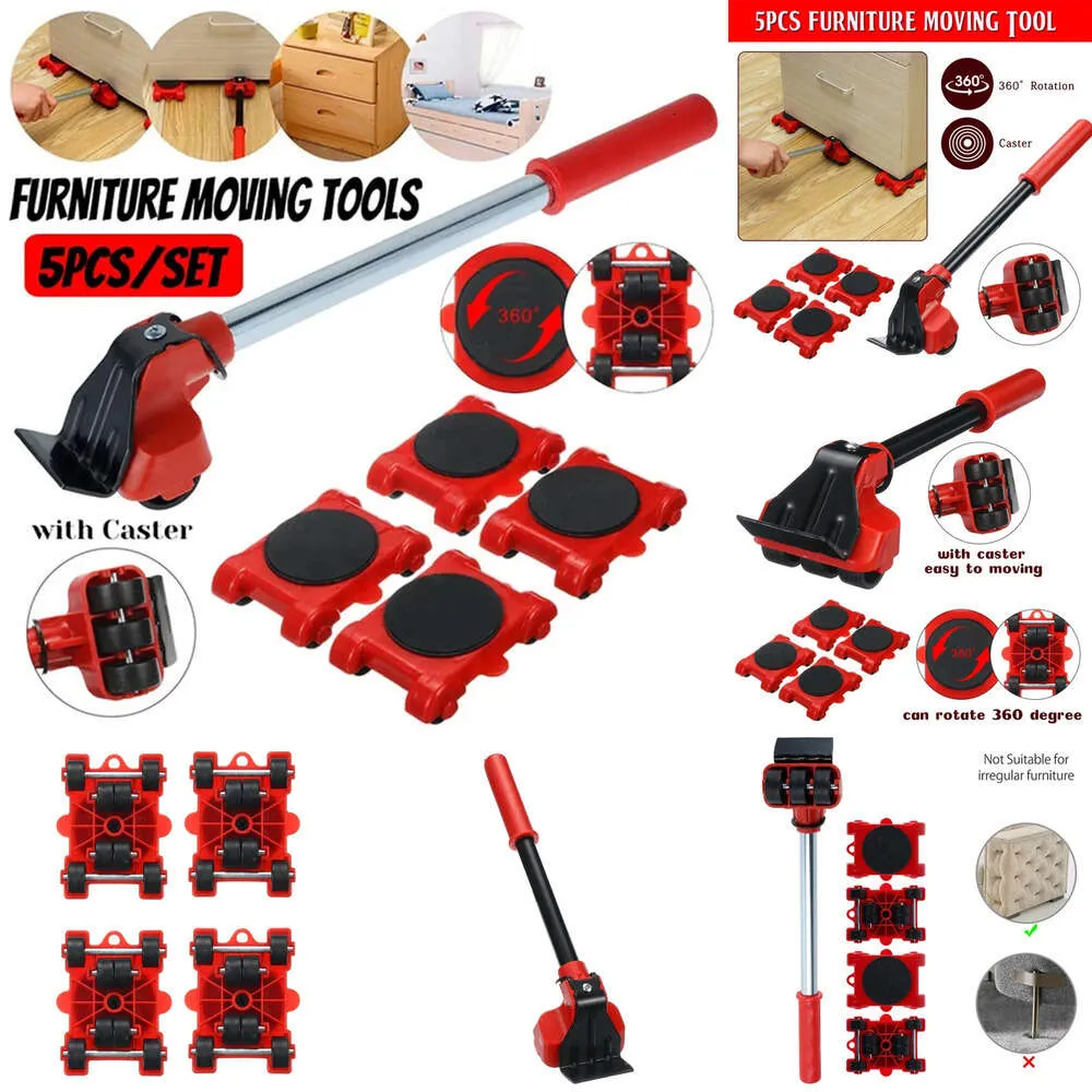 Neue Aufbewahrungstaschen, 5-teiliges Set, Möbelheber, robustes Möbeltransportsystem, 4 Umzugsrollen, 1 Radstange, Handwerkzeug