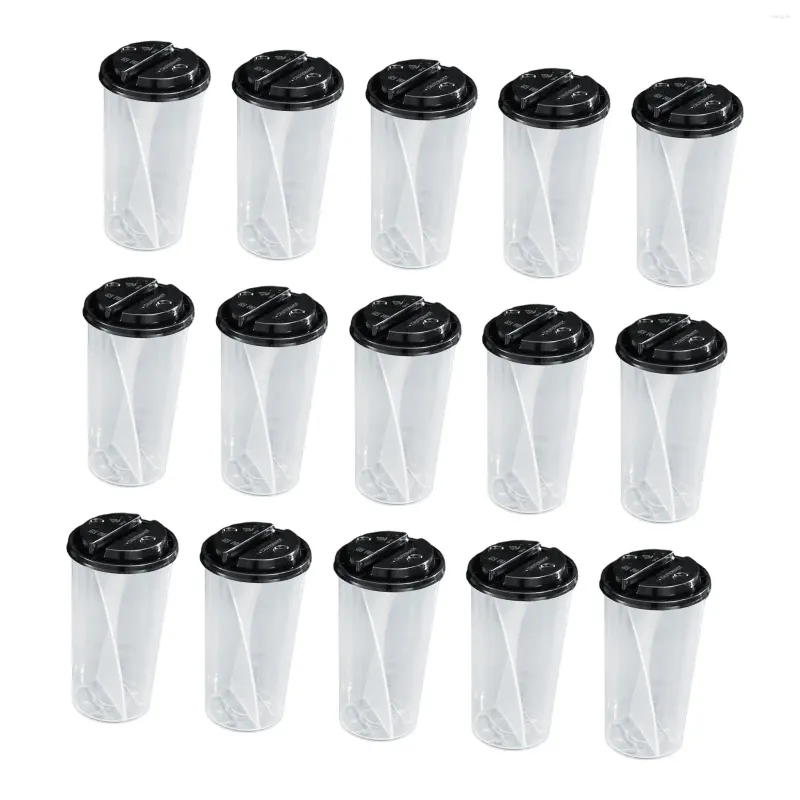 Water Bottles 15Pcs Disposable Cups 750ml Bubble Boba 2 Slot Cup Iced Coffee Juice For Tea Drink Beverage Milkshake Juicing