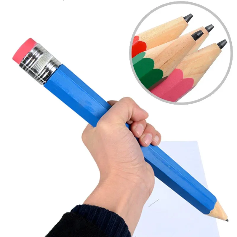 Pencils Giant Wooden Pencil Large Stationery Novelty Children Toy Performance Prop Painter Artist Student Big Pencil 35cm Random Color 231212