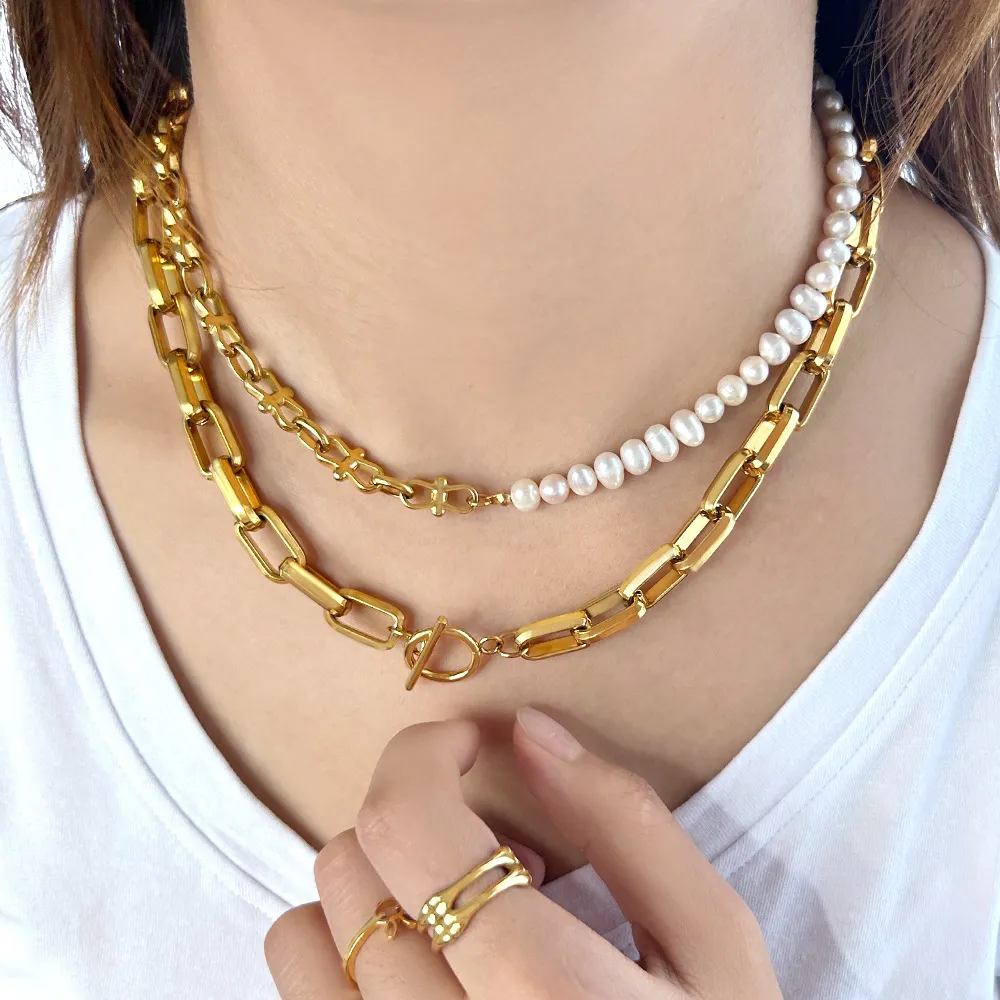 Barocke Süßwasserperlen-Halskette mit Nähten, Schleife, Halskette, Armband, neue Schlüsselbeinkette für Damen 2023