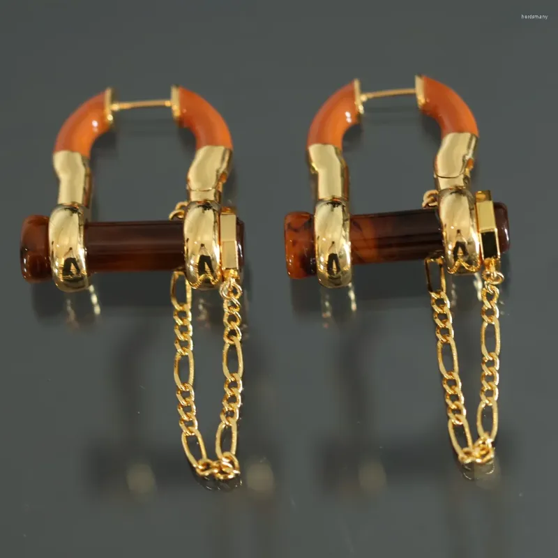 Dangle Earrings Europe Top Quality Amber Green Designer Brand Women Luxury Jewelry Party Runway Gift Trend