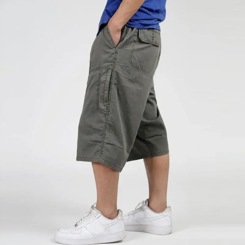 Męskie szorty militaire Stijl 2023 Zomer Heren Baggy Broek Cargo Katoenen Kuit Lengte 3/4 Casual Losse Man Grote Maat XL-6X