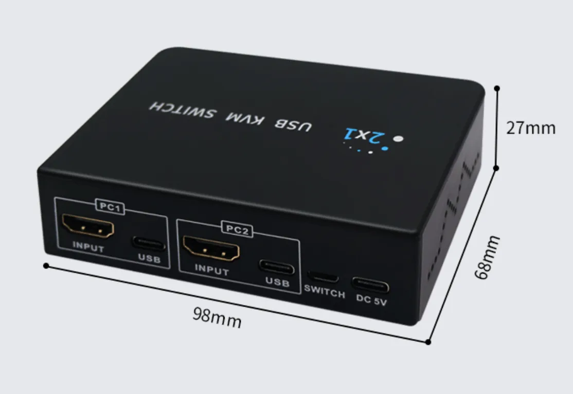 2 Port HDMI KVM Switch 2 in 1 out 4K 30Hz HDMI USB Switcher 2x1 KVM Switch für die Tastatur und Maus Monitor für PC Laptop teilen