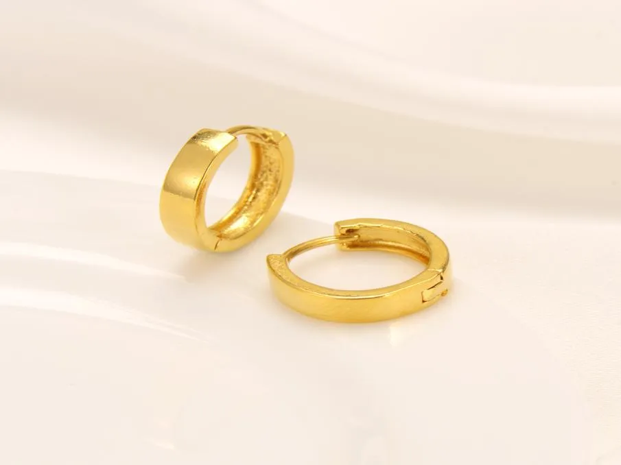 9 K Thai Baht GF Gul Solid Fine Gold Huggies Hoop Earrings Women039S Square Tube New9748322