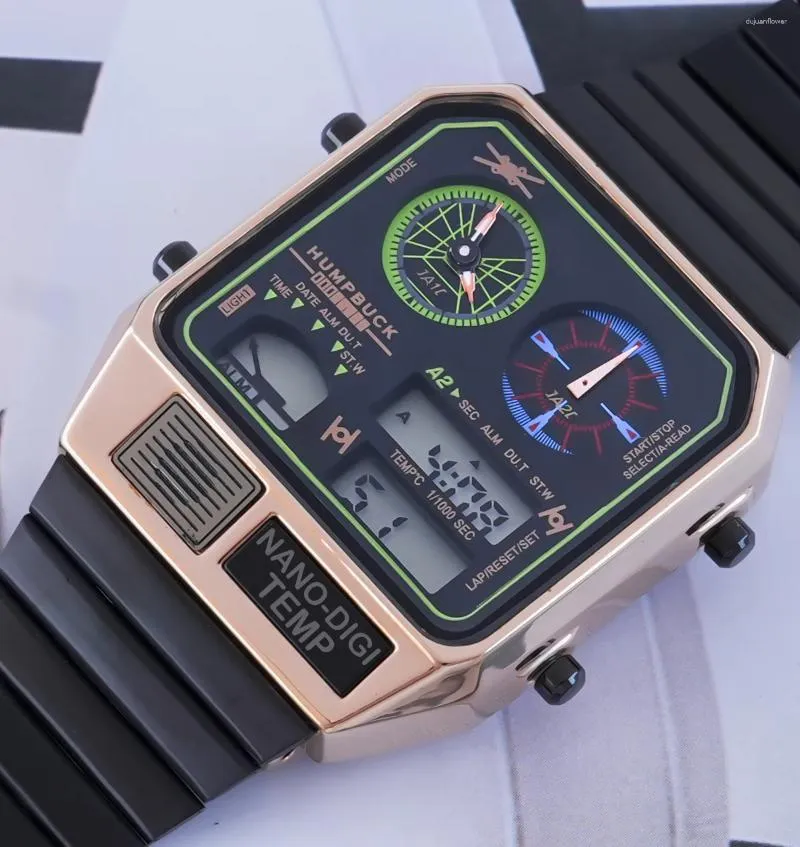 Wristwatches Steel Belt Multifunctional Double Movement Men's Electronic Sports Waterproof Luminous Quartz Watch