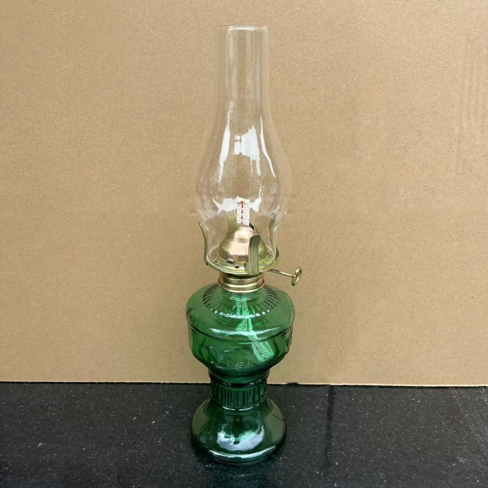 SEWACC Vintage Glass Kerosene Oil Lamp For Indoor Use, White