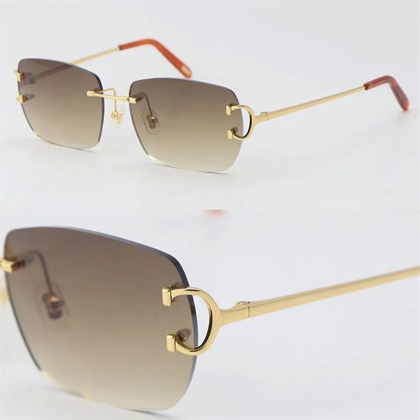 Nowy model soczewki metalowe okulary przeciwsłoneczne bez krawędzi Mężczyzna CT00920 Kieliszki C Dekoracja Wysokiej jakości Designer 18K Gold Frame UV4305R