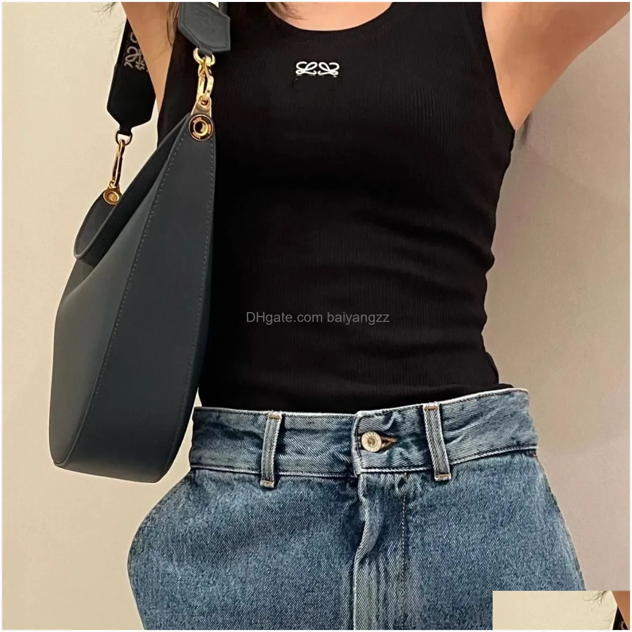 embroidery tank top summer short slim navel exposed outfit elastic sports knitted tanks