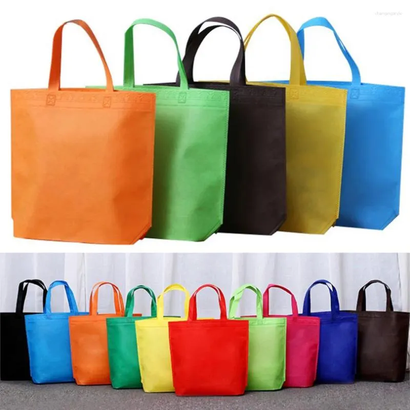 Sacos de compras reutilizáveis saco não tecido cor sólida dobrável mercearia conveniente tote eco-amigável bolsa de armazenamento eco amigável