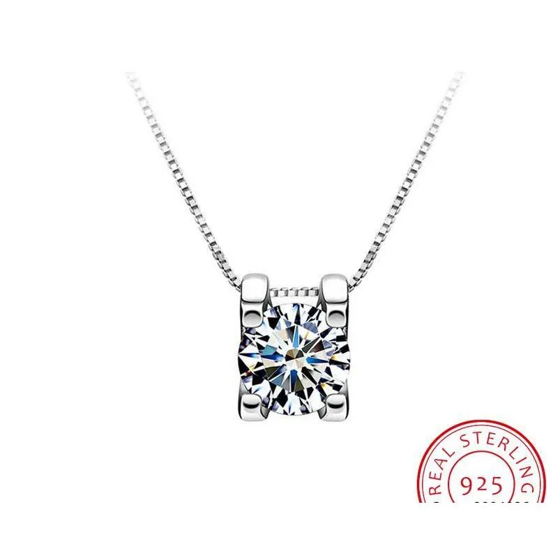 Naszyjniki wisiorek Naszyjniki Sier 0,5ct/1ct/2ct f Color Moissanite VVS Elegancki naszyjnik weselny dla kobiet Anniversar Dhpxi