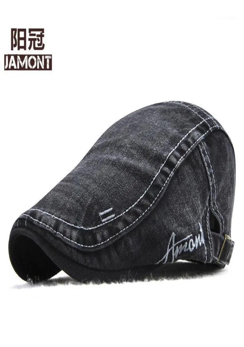 Berets Original Jamont Denim Beret Cap en jean chapeaux Casual Washed Paped Men Femmes Outdoors Brim Beray Hat Sun Flat6718899