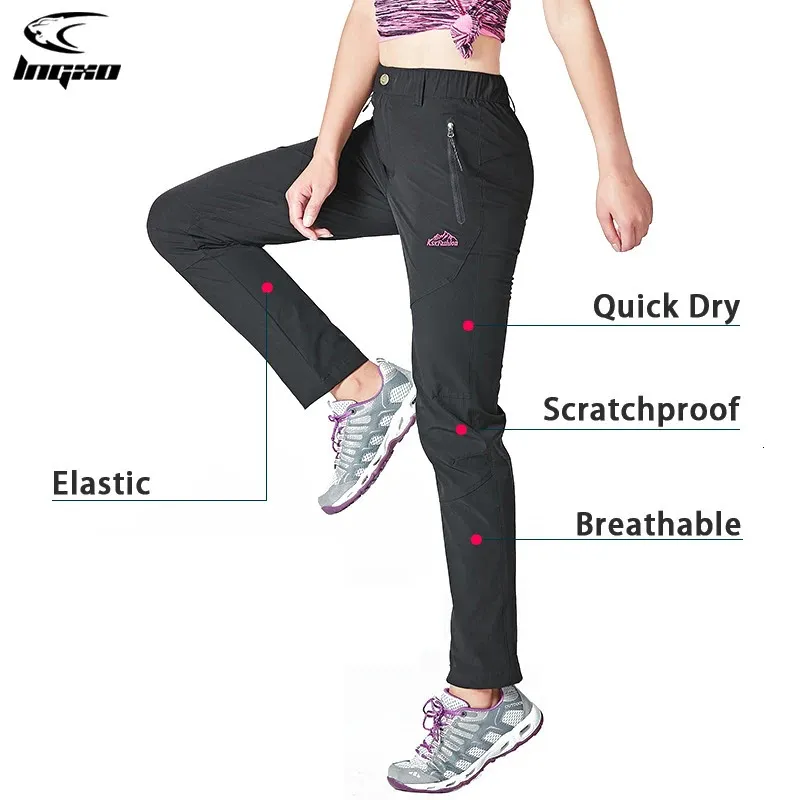 Outdoor Pants LNGXO femmes pantalons de randonnée été séchage rapide en plein air Camping escalade Trekking pantalon femmes imperméable montagne pantalon Ripstop 231211