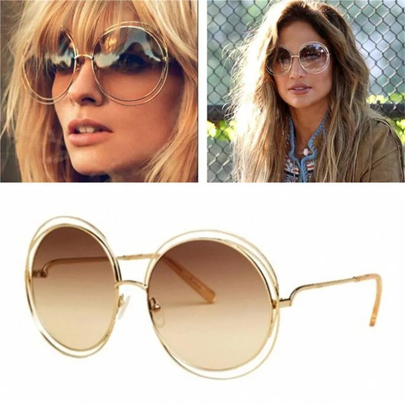 NUOVI occhiali da sole biciclici del progettista di marca delle donne di moda vintage NUOVI occhiali da sole eleganti con montatura rotonda grande in filo metallico occhiali da vista oversize226Y